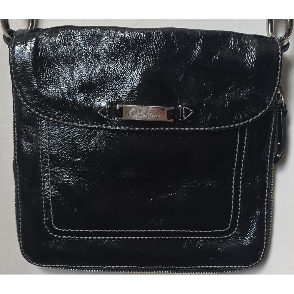 Cole Haan Women's Black Patent Crossbody Bag Adjustable Strap B29578
